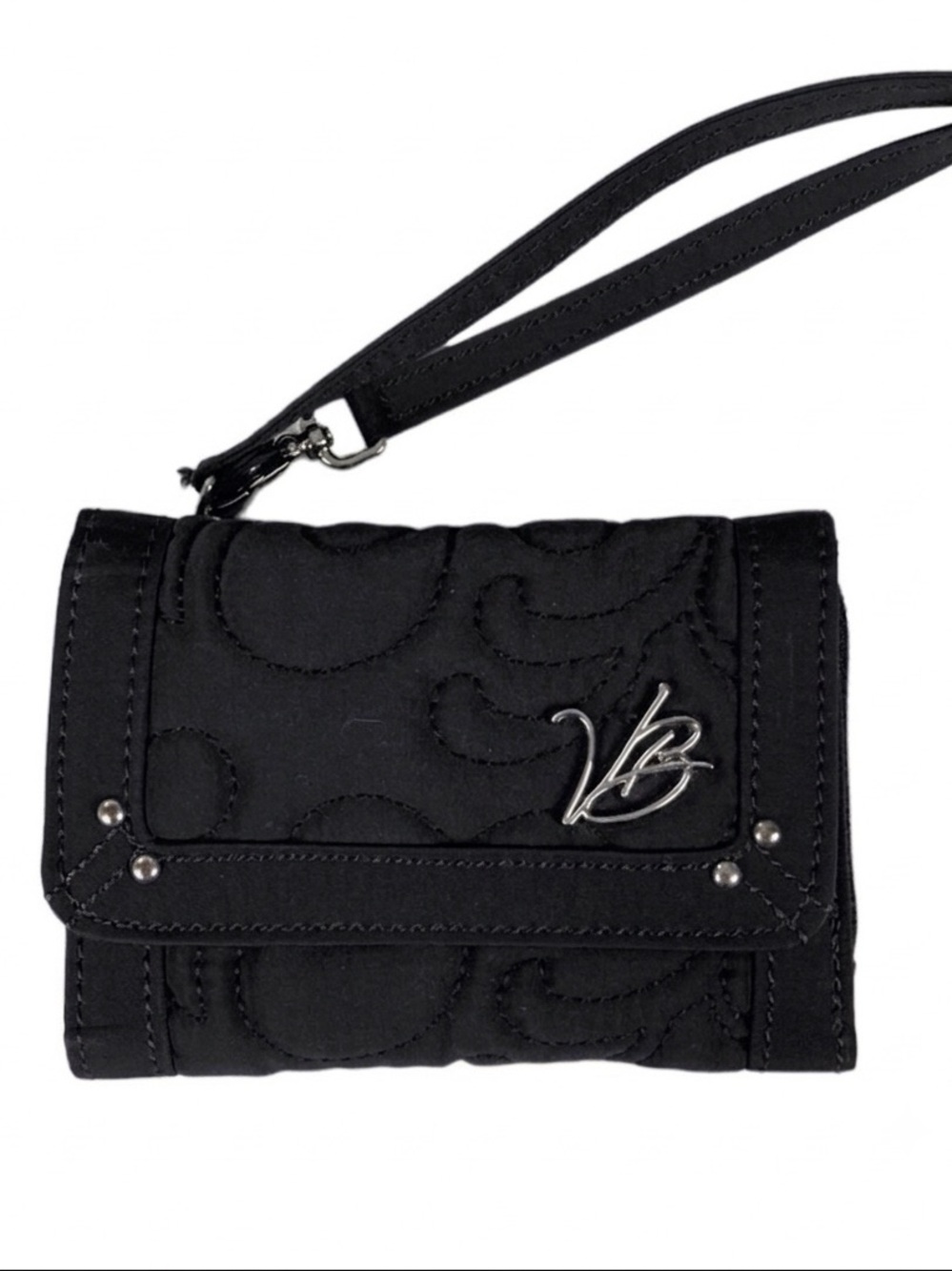 Very Bradley Black Quilted Trifold Wallet Wristlet